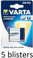 5x - Varta CR-P2 Professional Photo Lithium 6V 1600mAh batterij