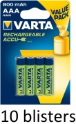 10x4 Varta Rechargeable Accu AAA 800 mAh BLS4